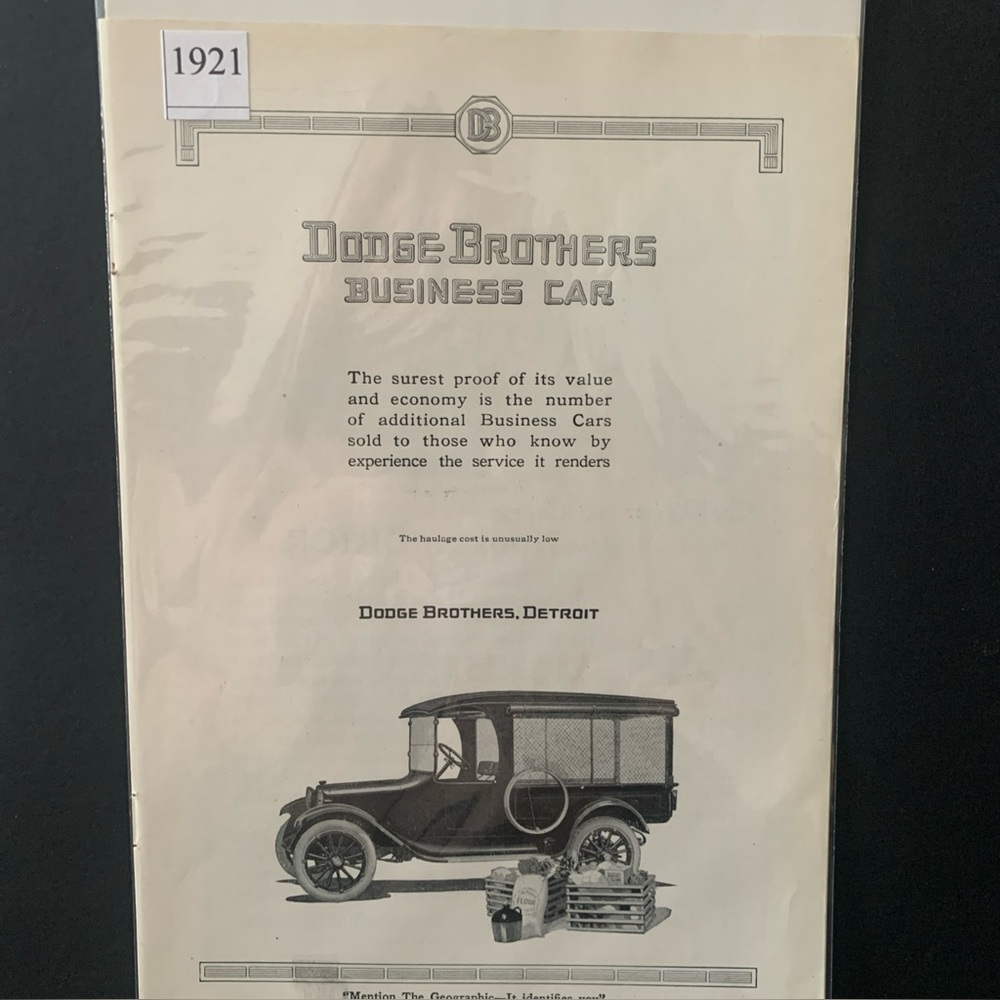 Vintage 1921 Dodge Brothers Business Car Ad Advertisement